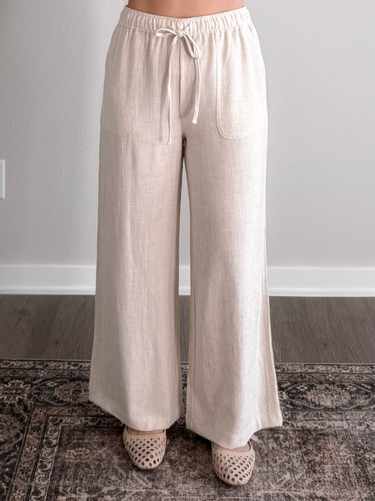 Lora Linen Crop Pant / Oat (Short Friendly)