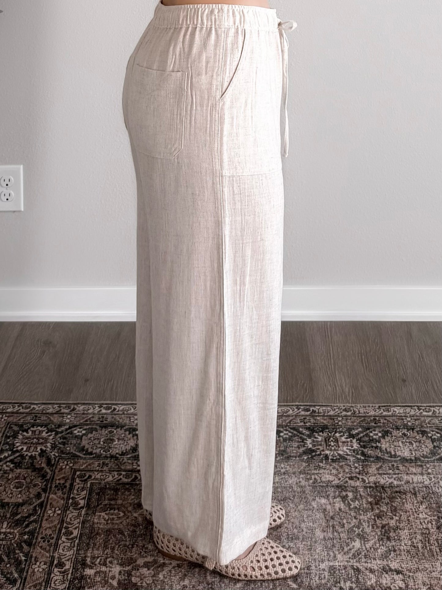 Lora Linen Crop Pant / Oat (Short Friendly)