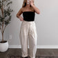 Neutral Dot Linen Barrel Pant (Restocking Early April)