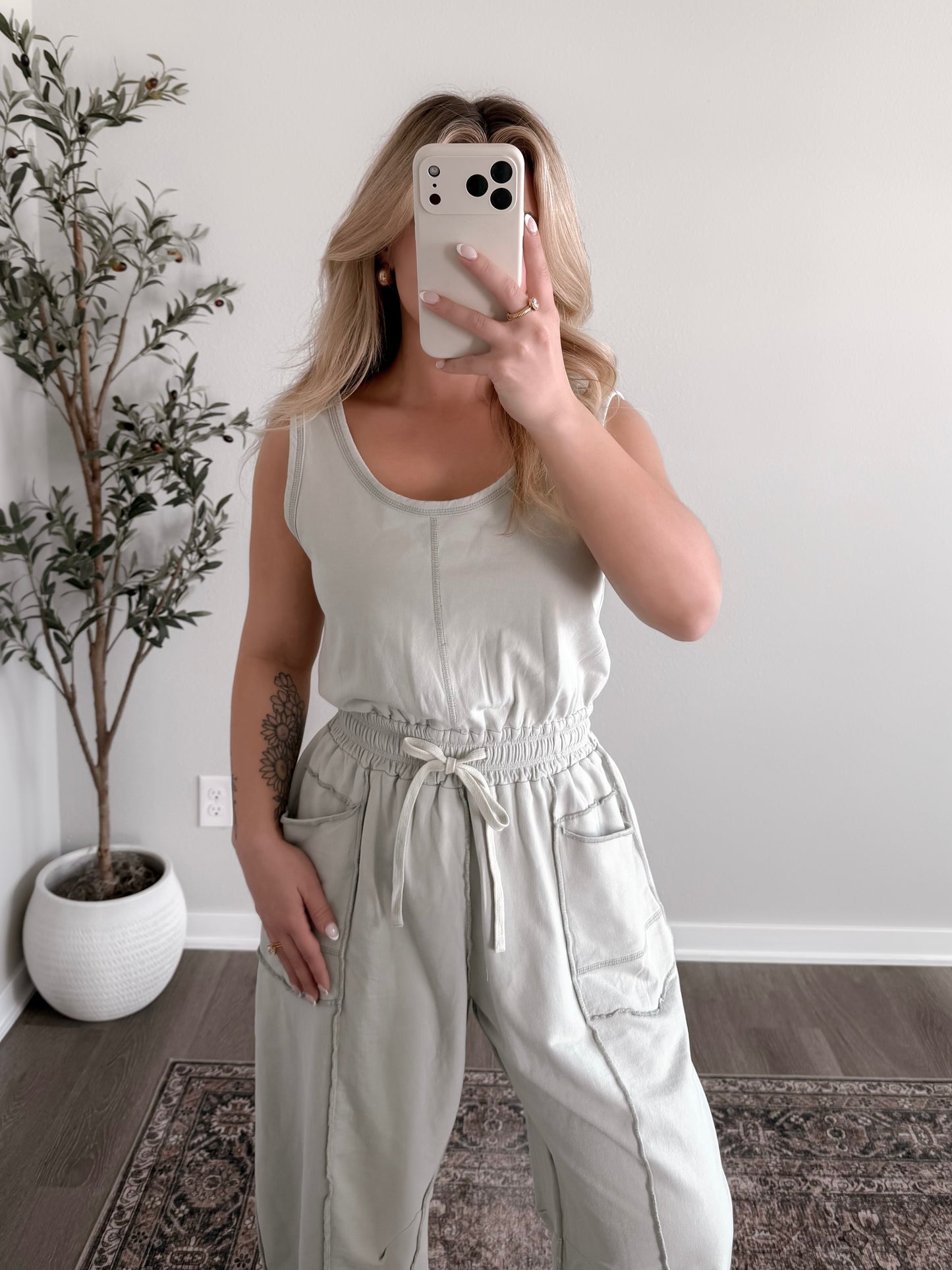 Weekend Barrel Jumpsuit / Sage