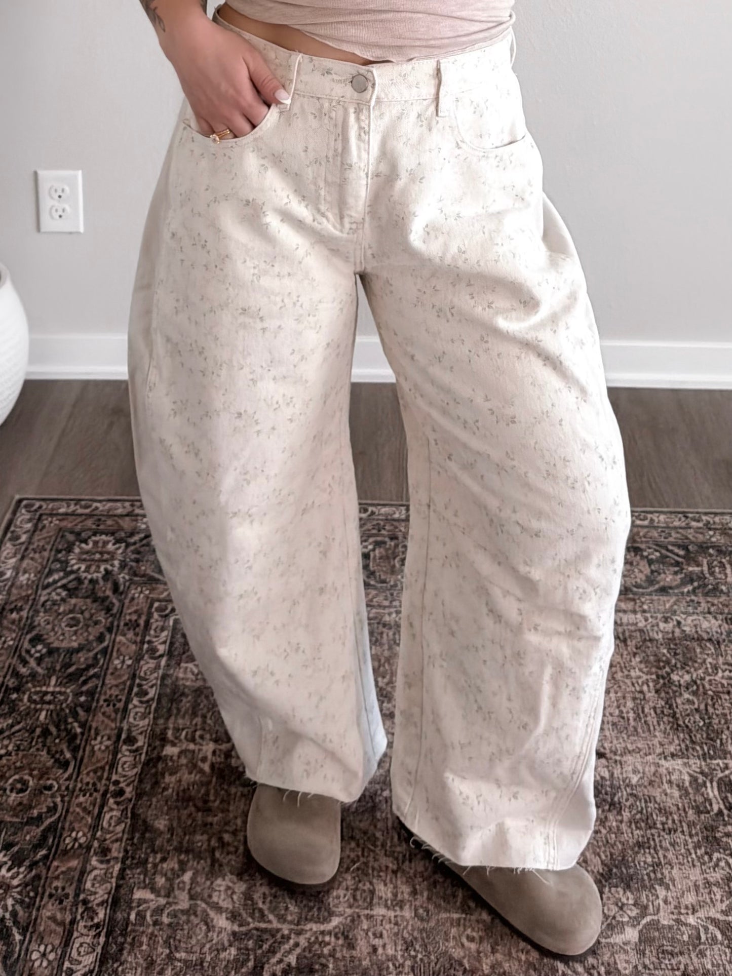 Sage Petal Crop Barrel Pants / Final Sale