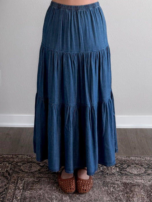 June Denim Midi Skirt