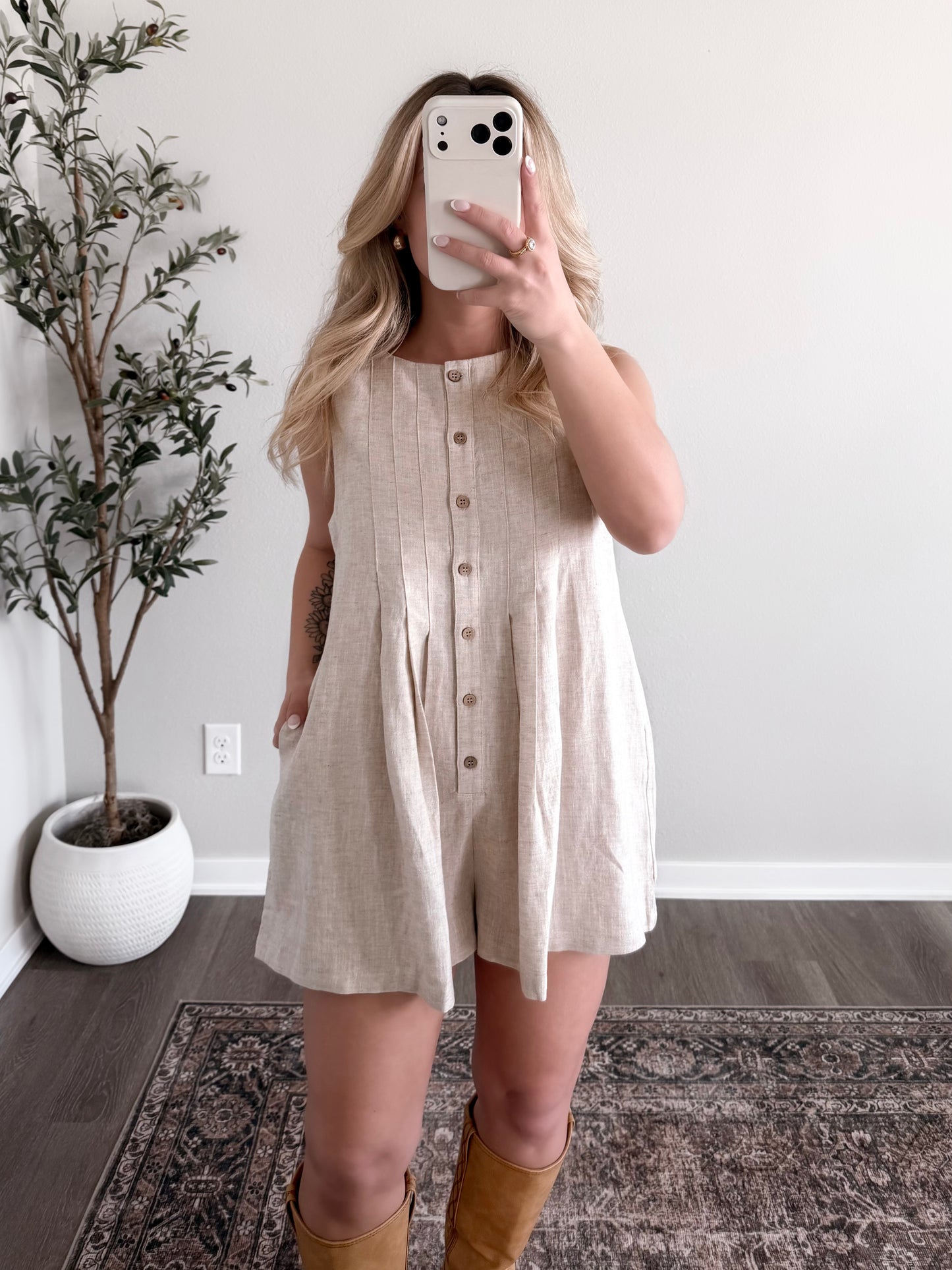 Warm Days Linen Romper / Oat