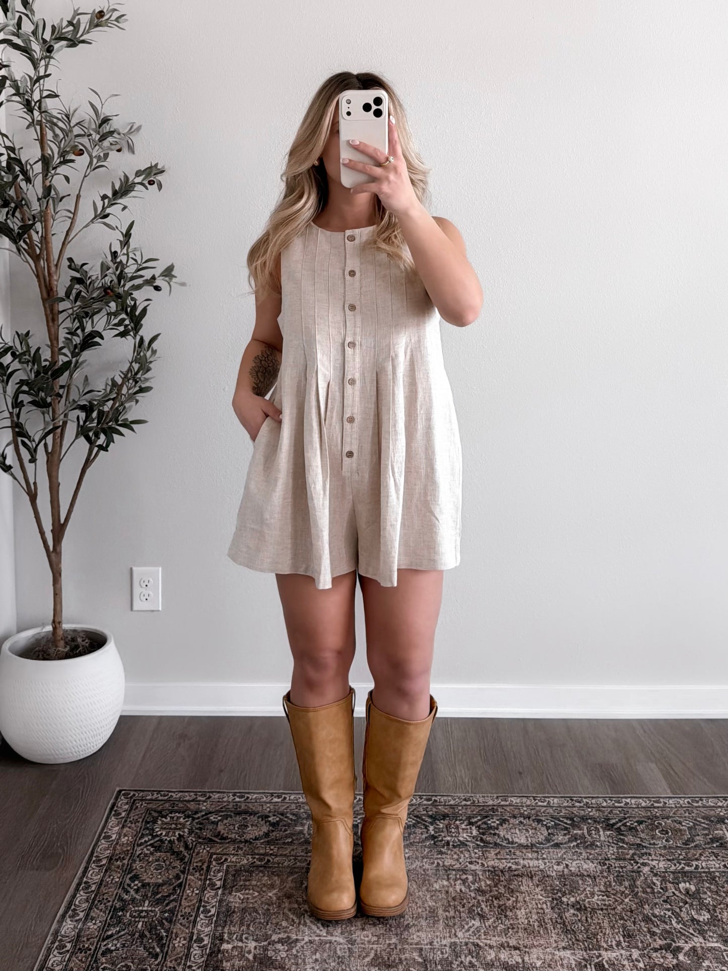 Warm Days Linen Romper / Oat