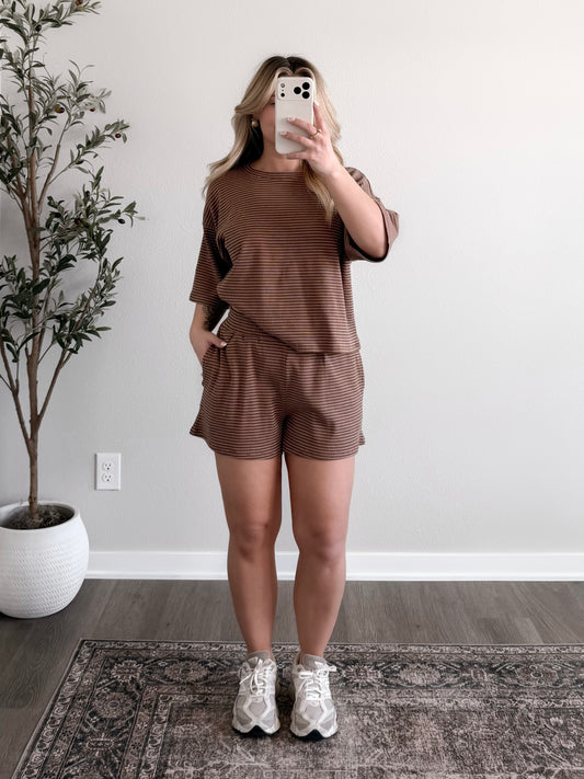 On The Daily Striped Set / Mocha