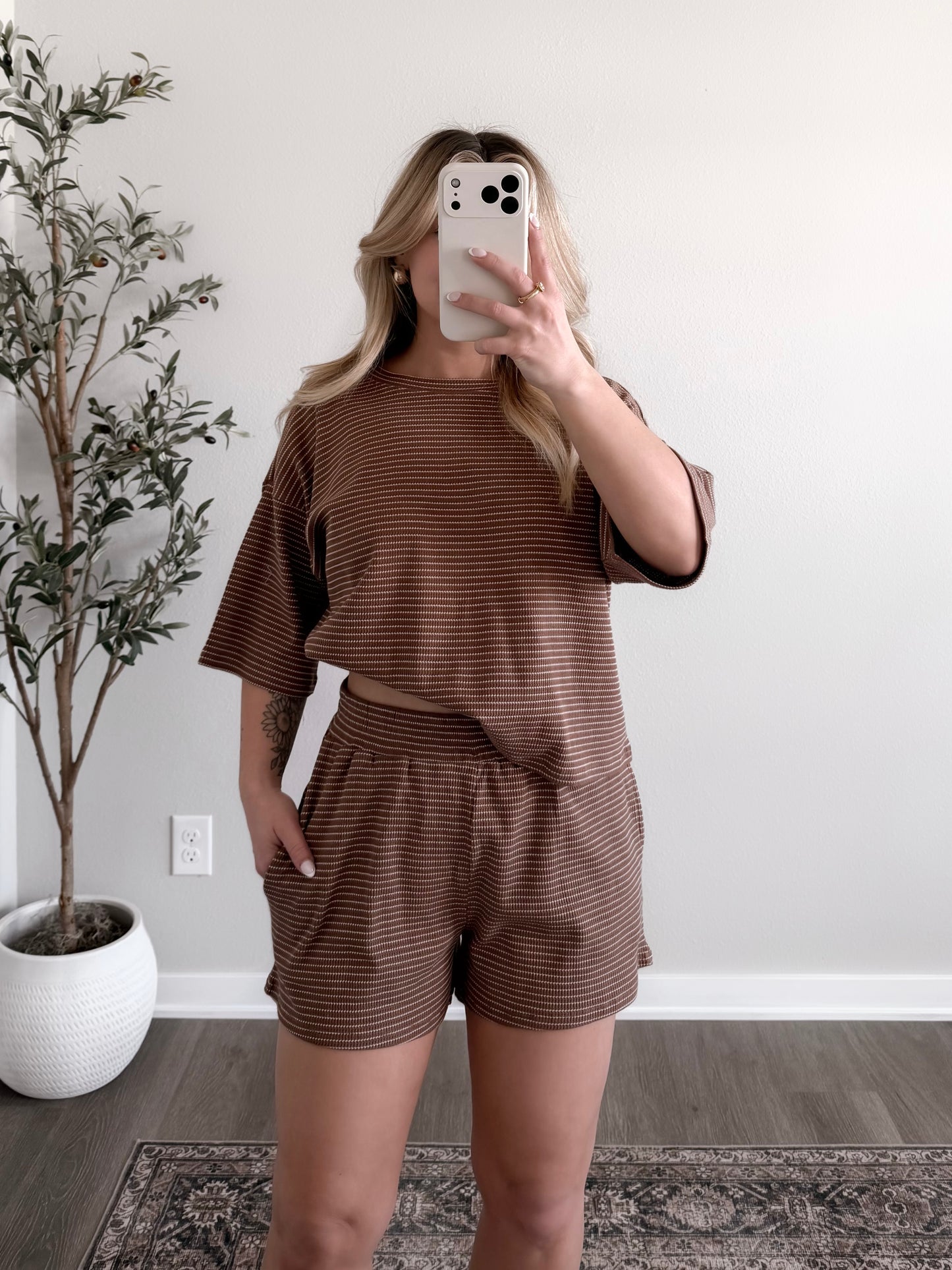 On The Daily Striped Set / Mocha