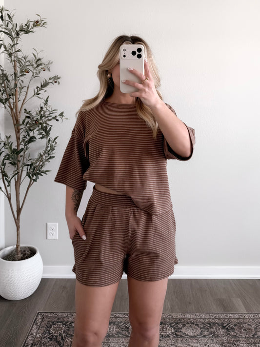 On The Daily Striped Set / Mocha