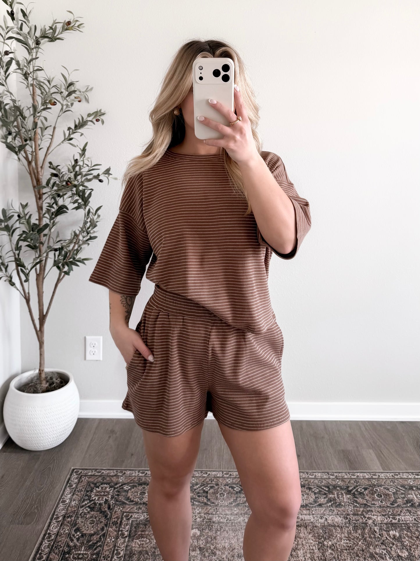 On The Daily Striped Set / Mocha