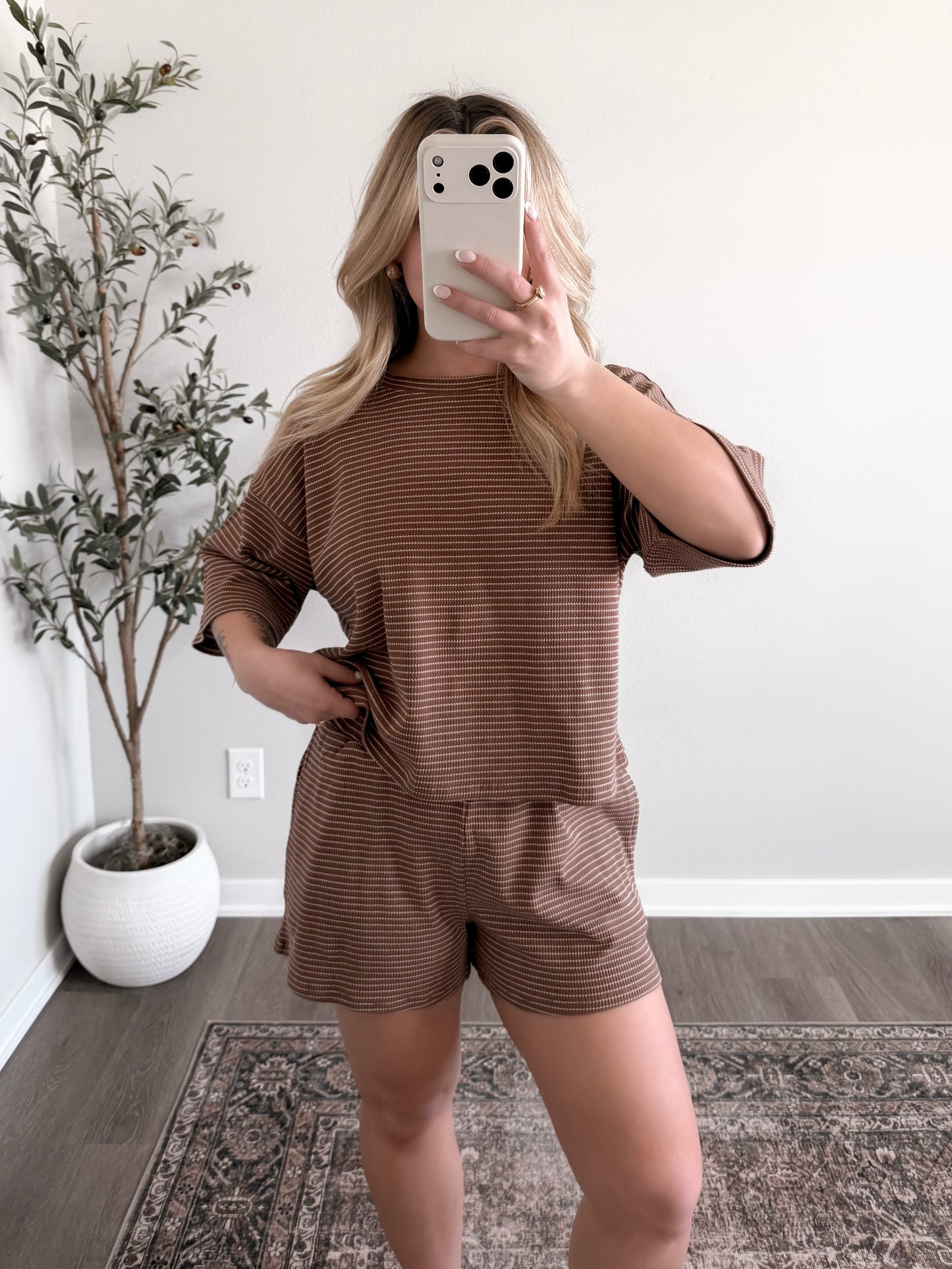 On The Daily Striped Set / Mocha