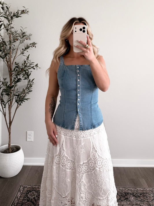 Headline Denim Top / Lt Wash