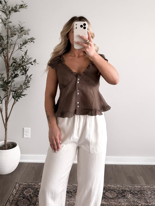 Willow Ruffle Peplum Top / Olive