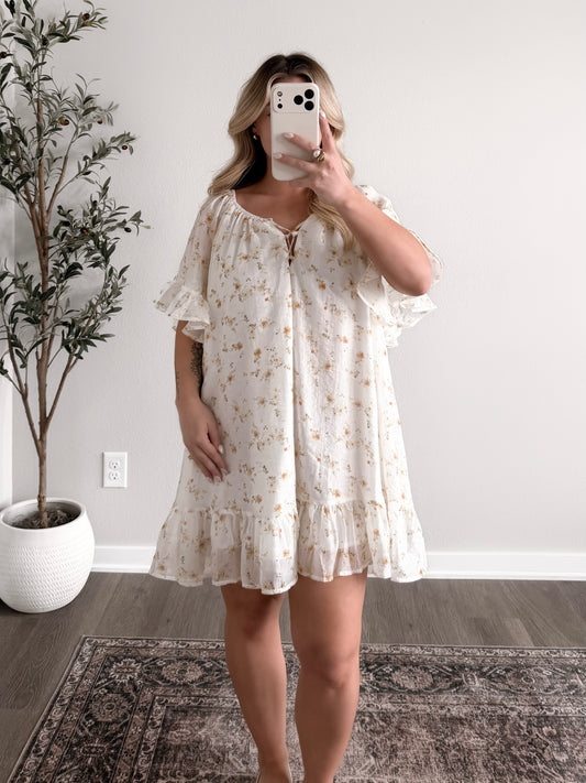 Marigold Floral Ruffle Dress