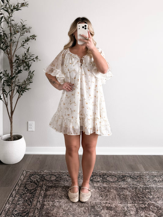 Marigold Floral Ruffle Dress