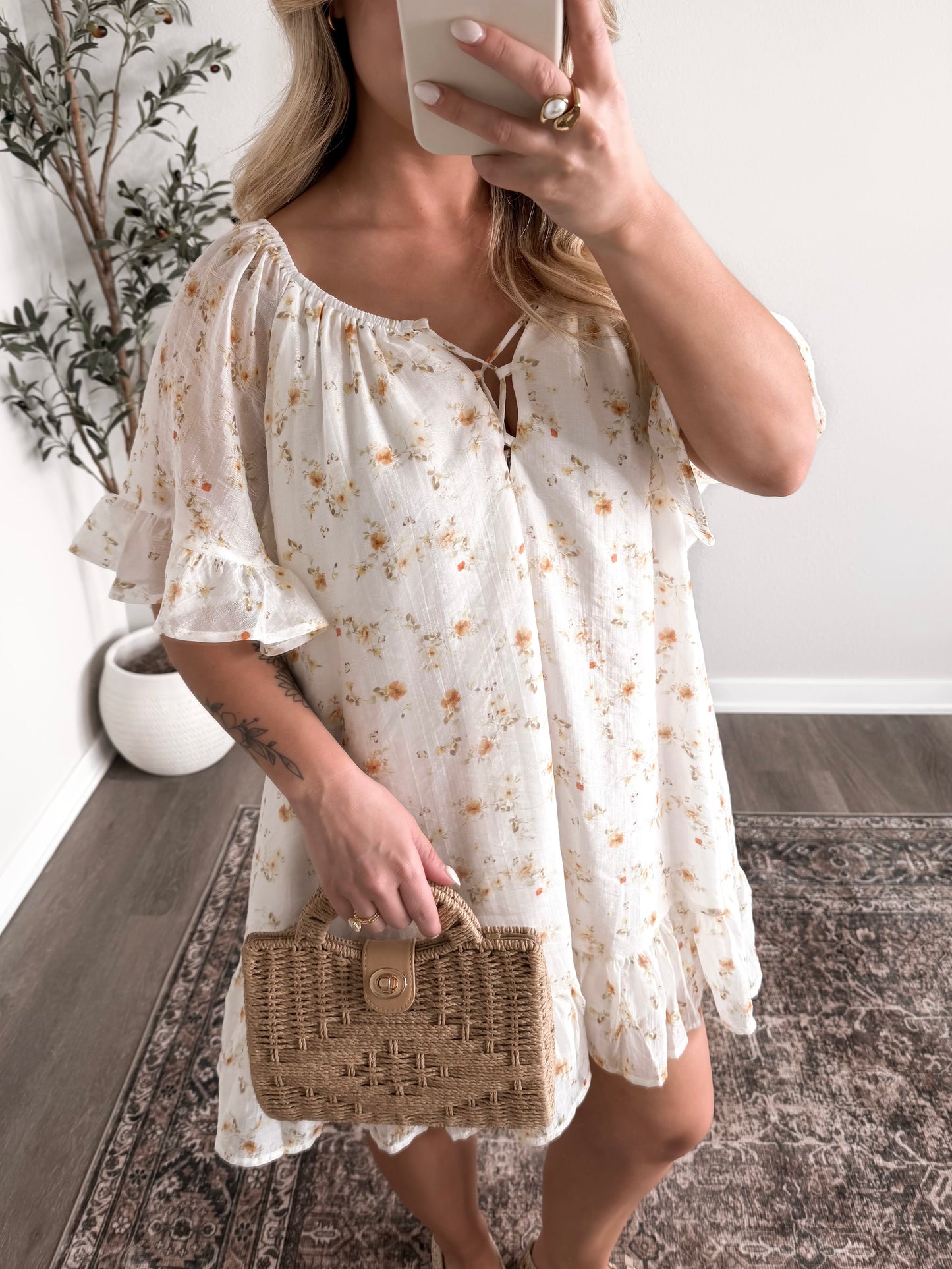 Marigold Floral Ruffle Dress