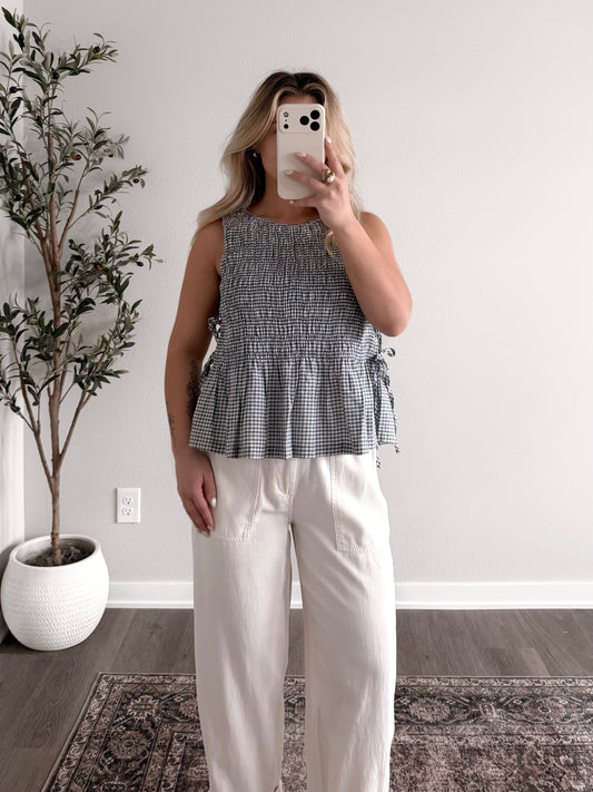 Blue Gingham Smocked Top (PREORDER EST SHIP 4.14)