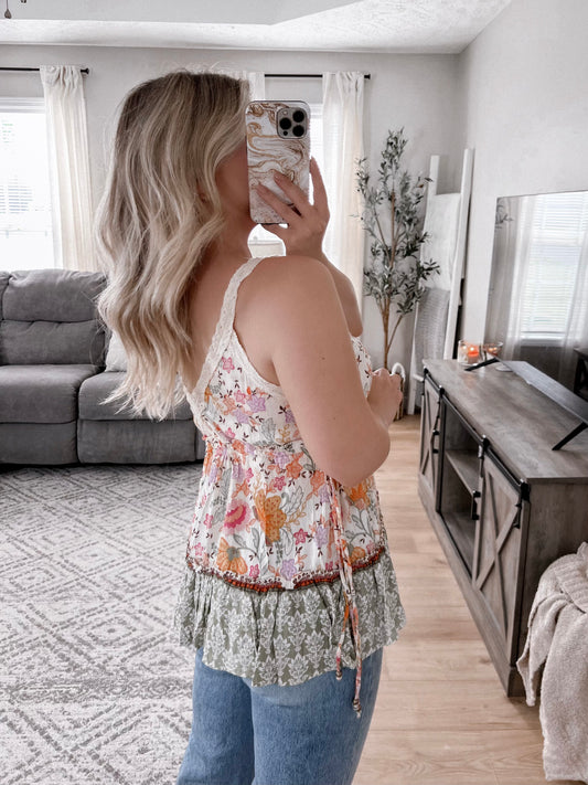 Boho Floral Babydoll Tank Final Sale