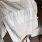 "WWJD" Oversized Mockneck / Blue Stripe