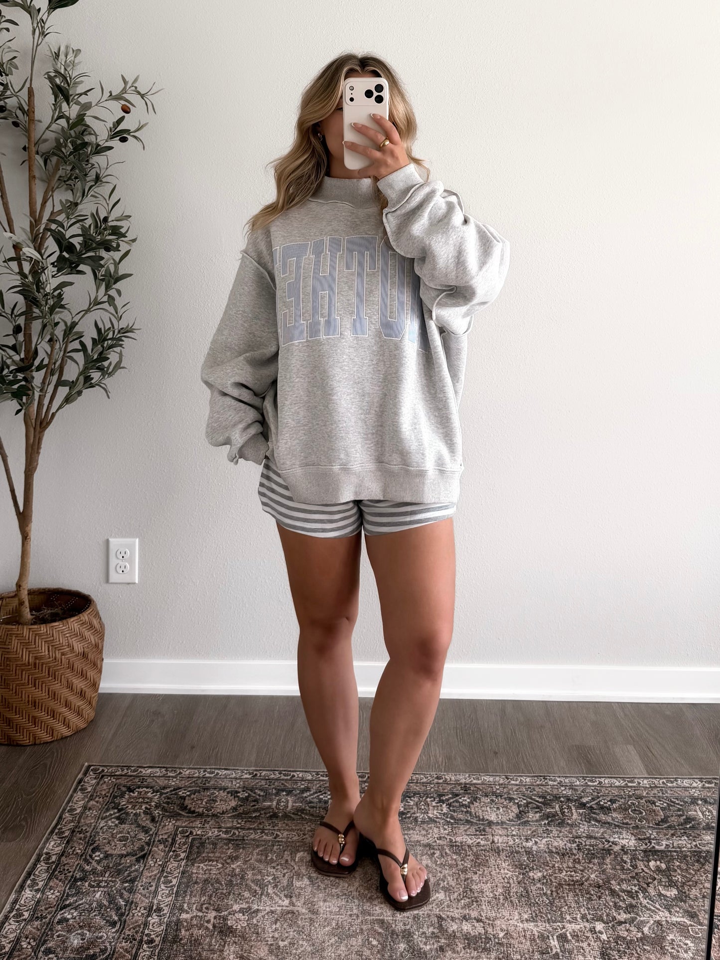 "Mother" Oversized Mockneck / Blue Stripe