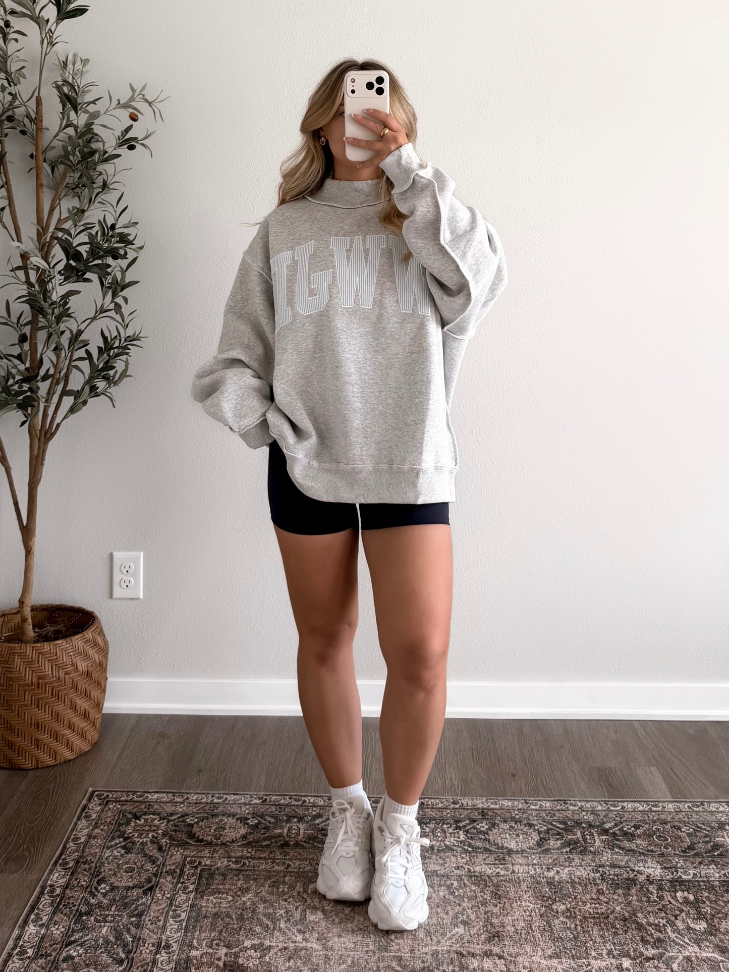 "WWJD" Oversized Mockneck / Blue Stripe