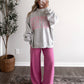 "Mother" Oversized Mockneck / Pink Stripe