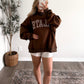 "Pilates" Gingham Oversized Mockneck