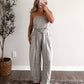 Lounge Line Barrel Jumpsuit / Grey Floral