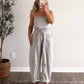 Lounge Line Barrel Jumpsuit / Grey Floral