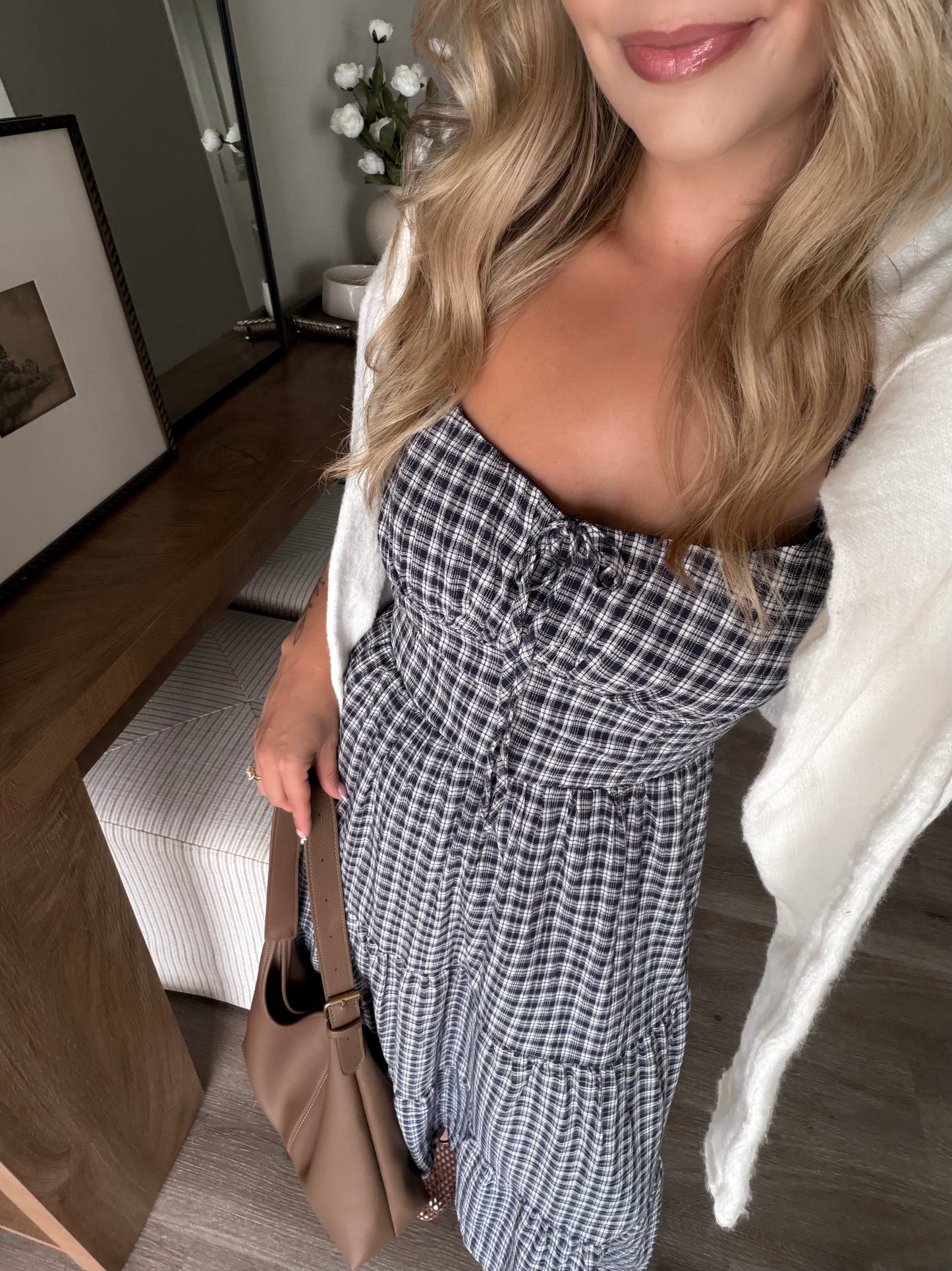 Ashford Gingham Midi Dress / Navy