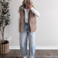 Daily Wear Denim Layered Puffer Vest / Mocha (Restocking Soon)