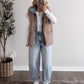 Daily Wear Denim Layered Puffer Vest / Mocha (Restocking Soon)