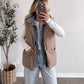Daily Wear Denim Layered Puffer Vest / Mocha (Restocking Soon)
