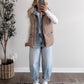 Daily Wear Denim Layered Puffer Vest / Mocha (Restocking Soon)