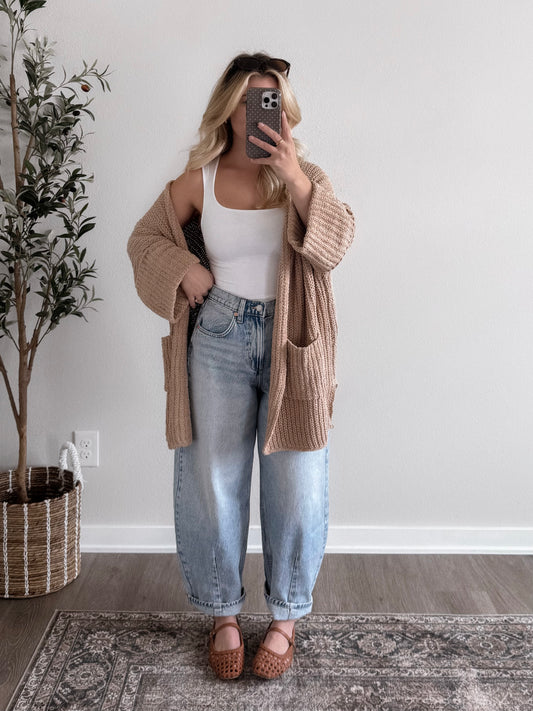 Buttercream Chenille Knit Cardigan / Latte