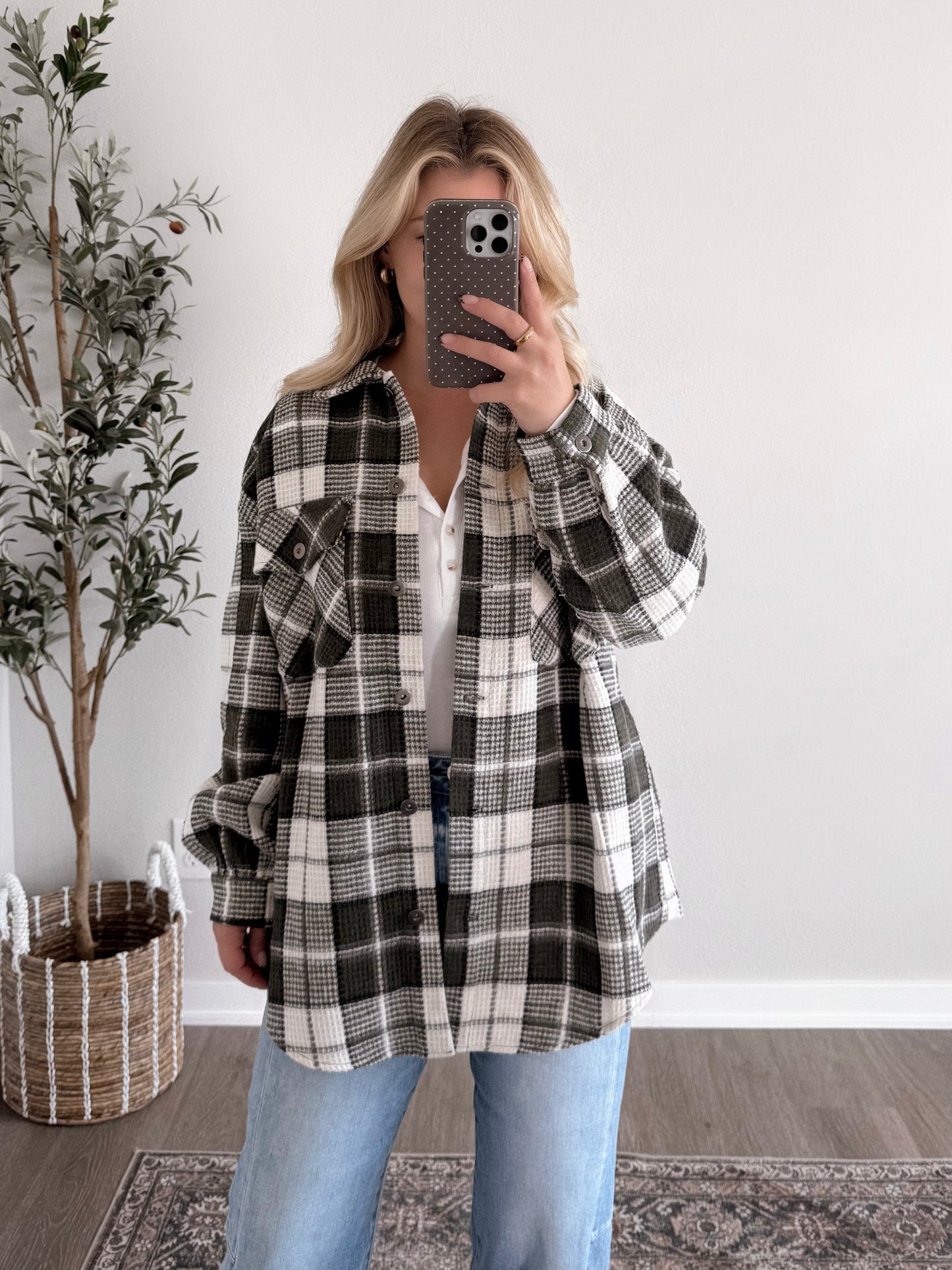 Beau Oversized Plaid Shacket / Olive