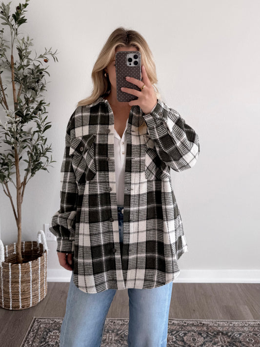 Beau Oversized Plaid Shacket / Olive