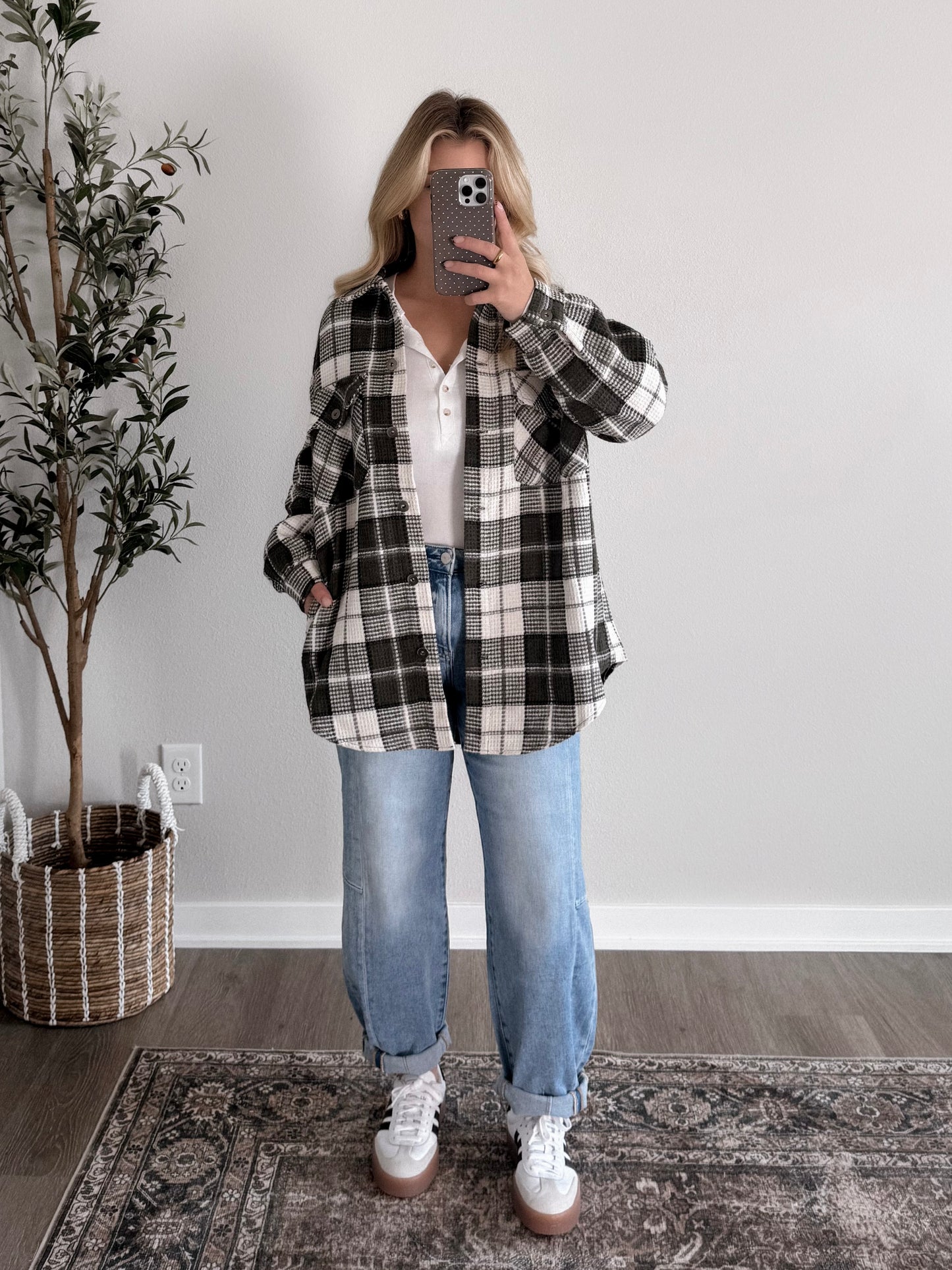 Beau Oversized Plaid Shacket / Olive