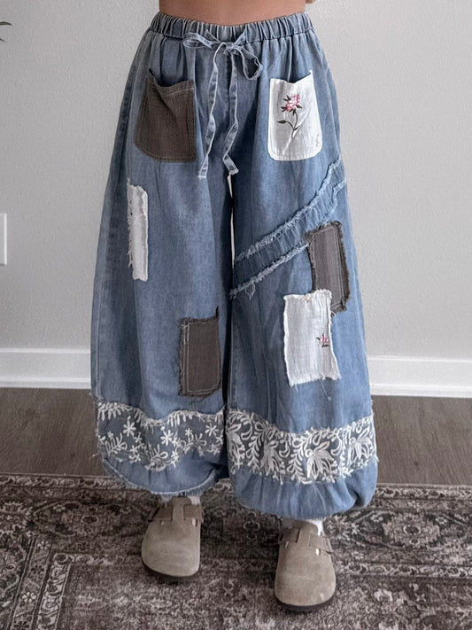 Fraye Boho Patchwork Denim Jogger