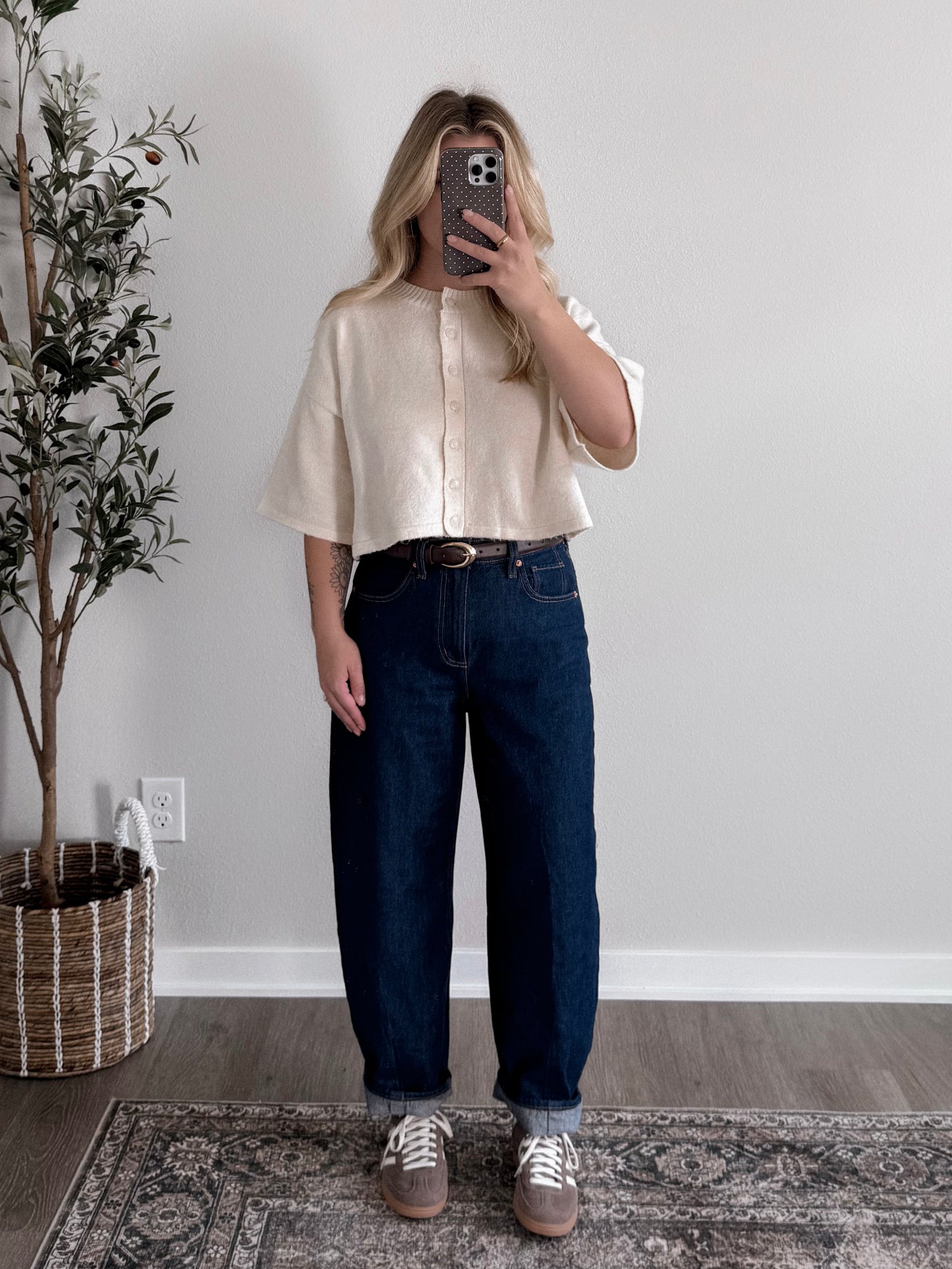 Oat Milk Button Crop Cardigan