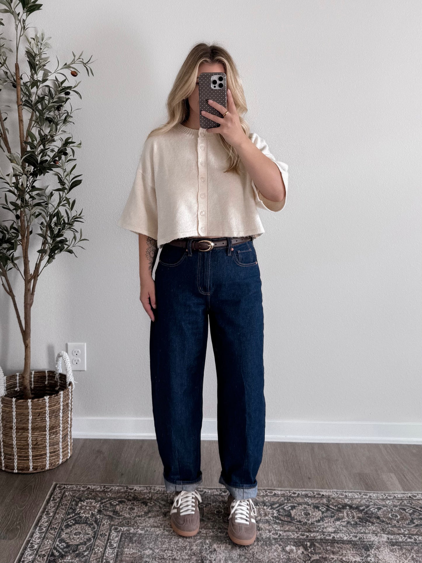 Oat Milk Button Crop Cardigan