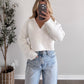 Coffee Date Cropped Knit Sweater / Off White