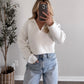 Coffee Date Cropped Knit Sweater / Off White