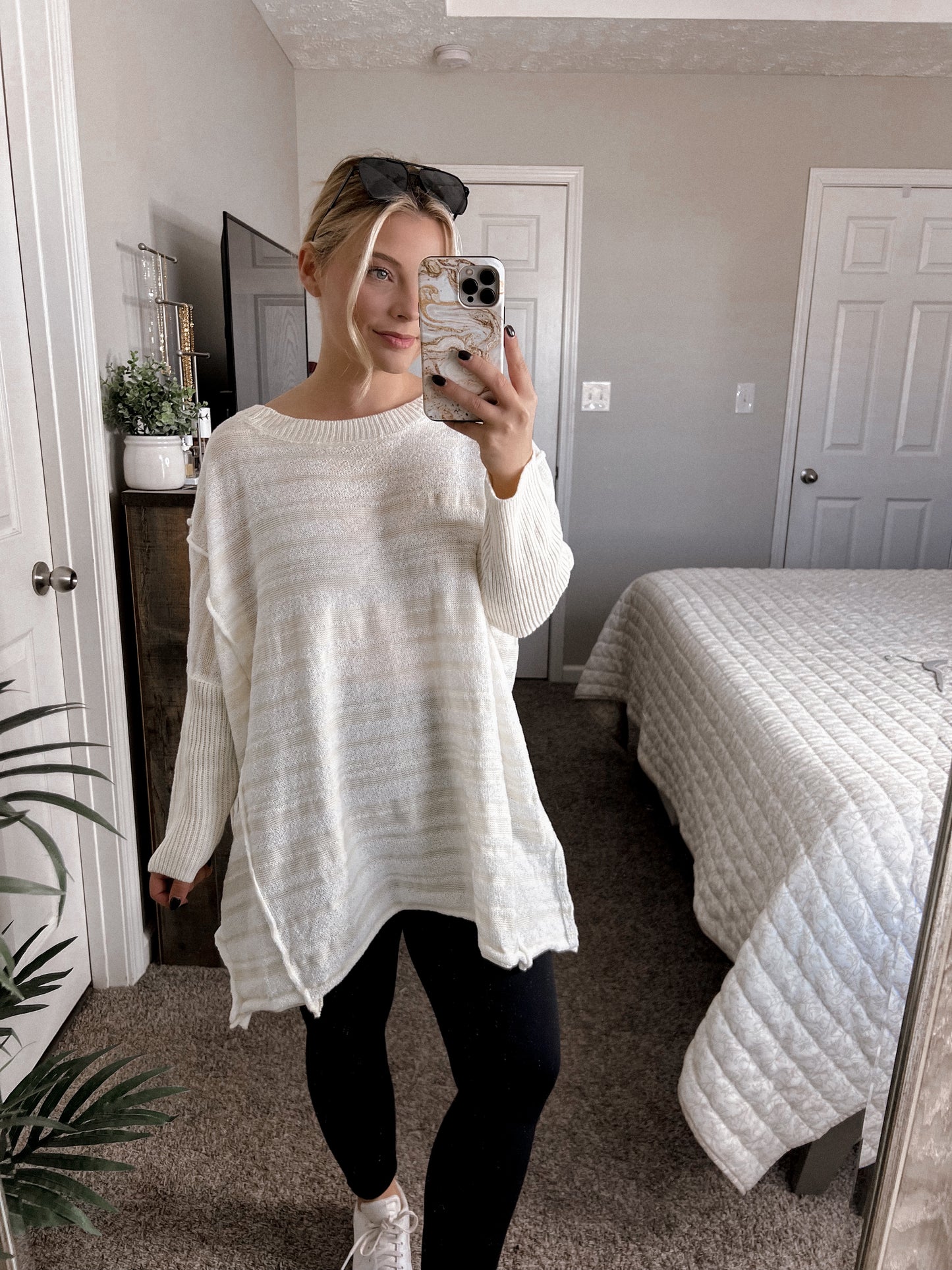 Winter Whites Striped Tunic Sweater Final Sale