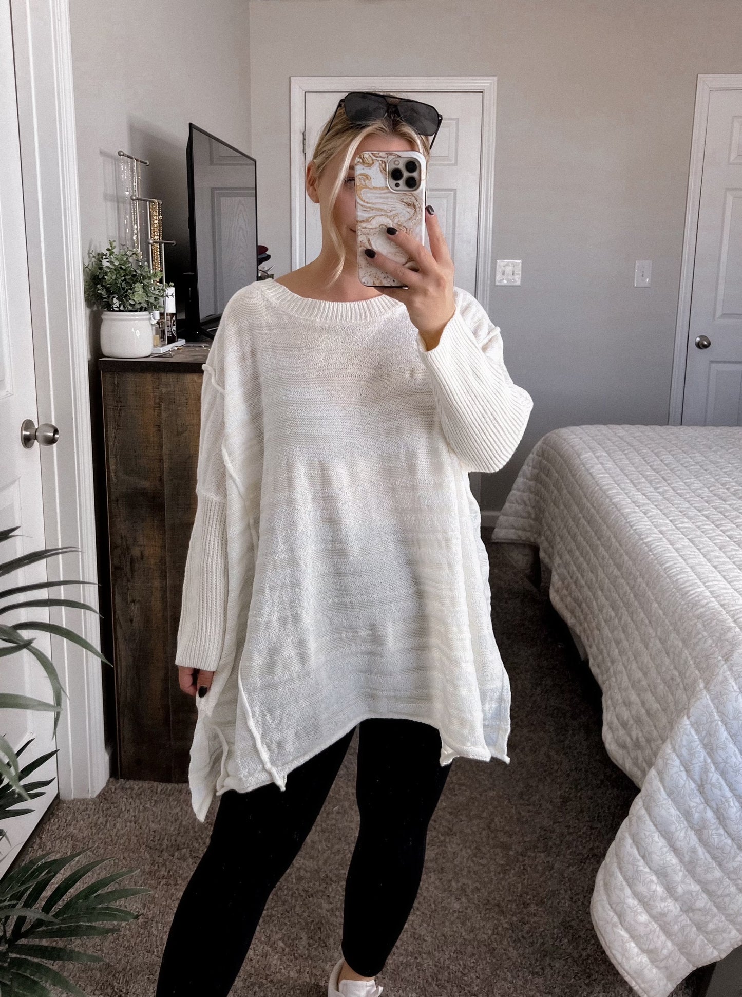 Winter Whites Striped Tunic Sweater Final Sale