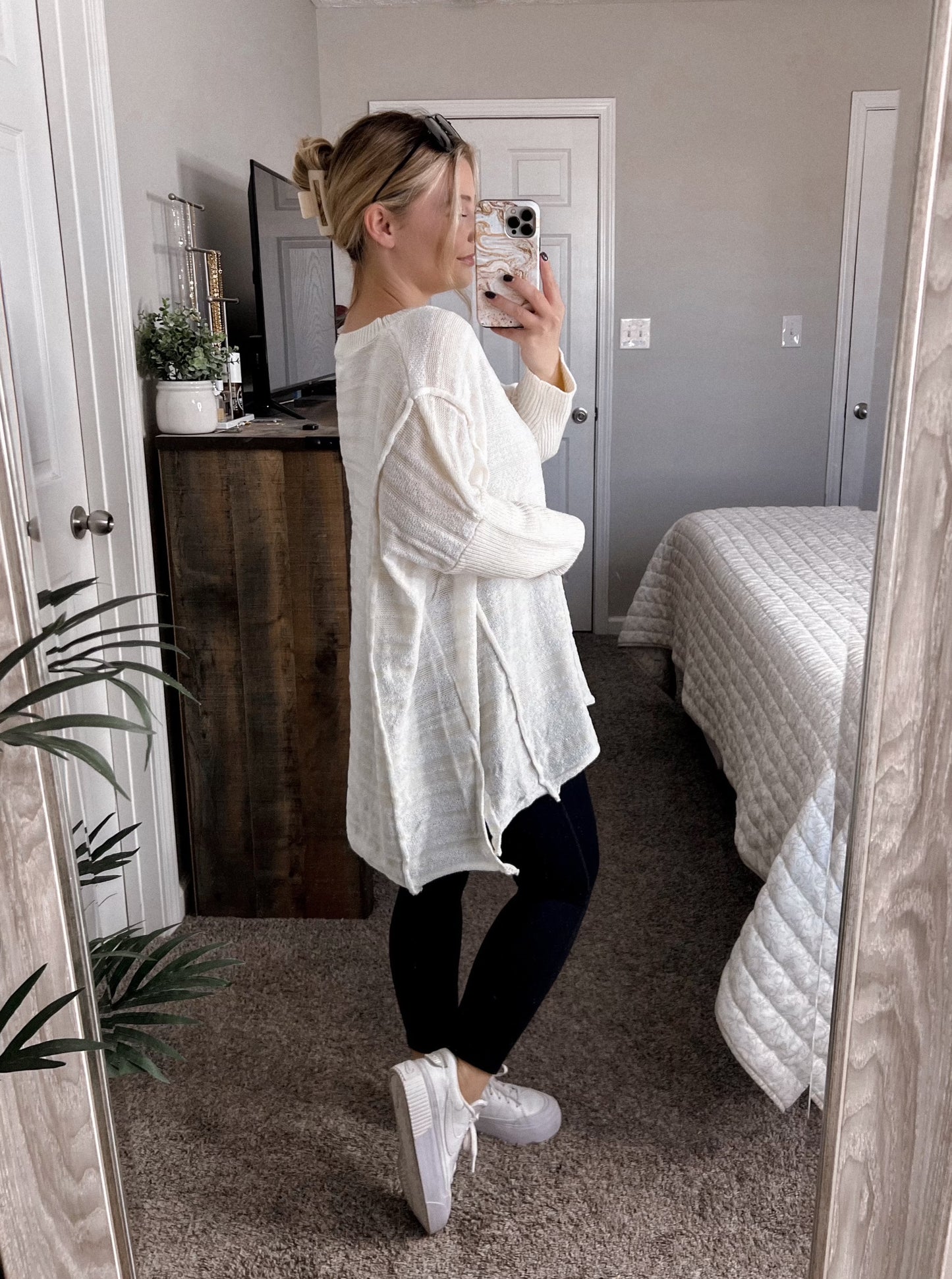 Winter Whites Striped Tunic Sweater Final Sale