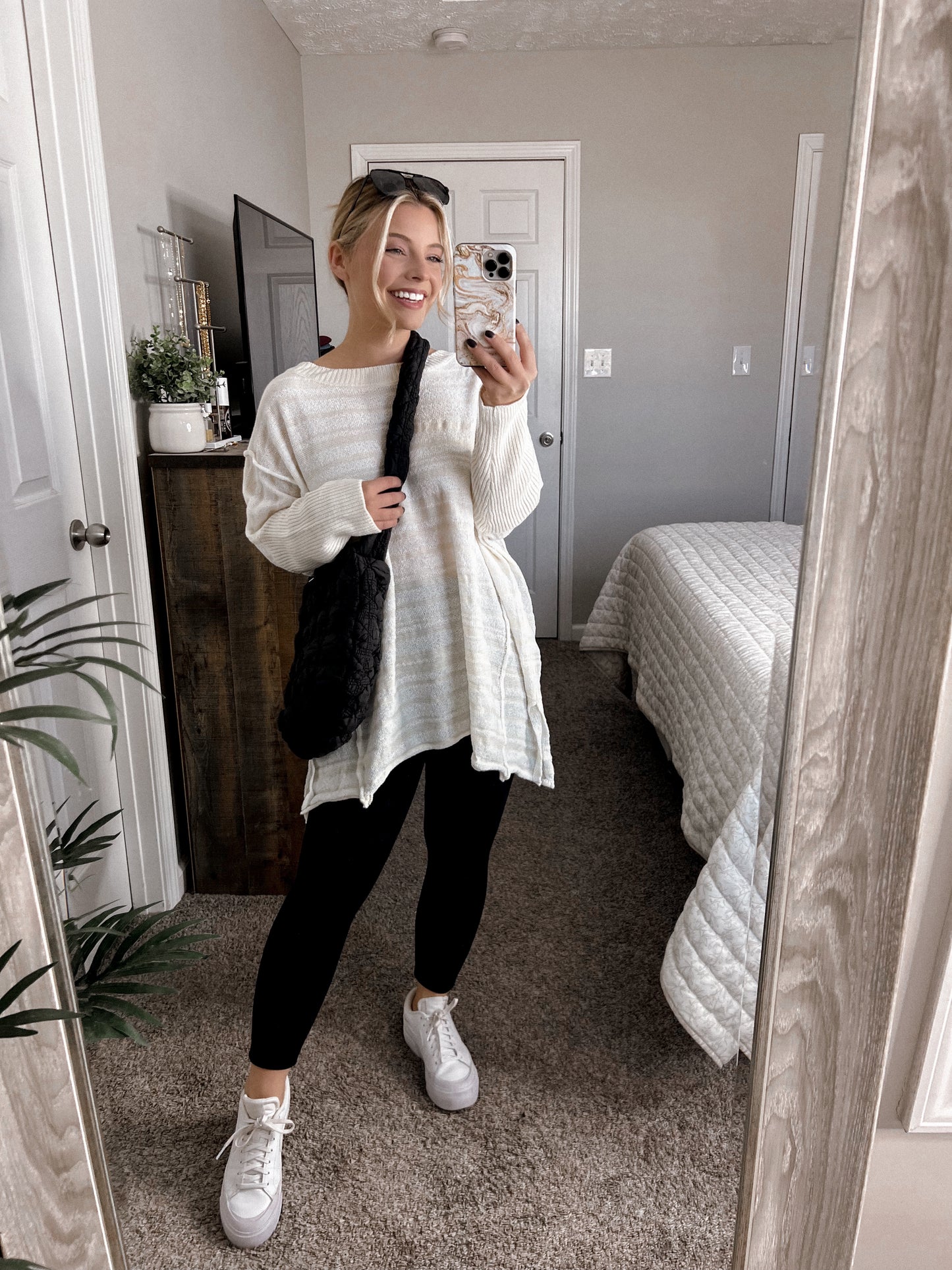 Winter Whites Striped Tunic Sweater Final Sale