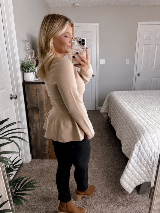 Blessed Season Peplum Sweater Final Sale