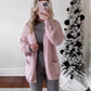 Powder Pink Chenille Open Knit Cardigan