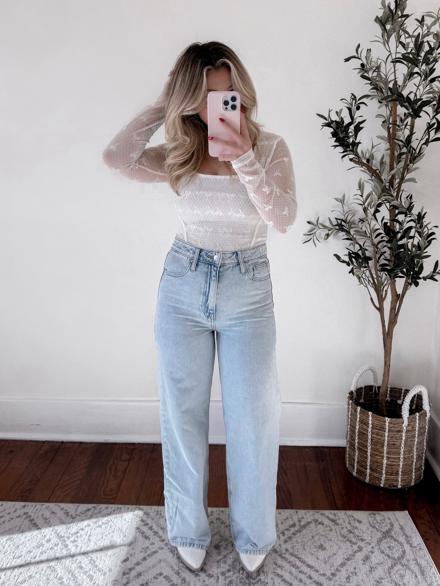 Rae High Waisted Wide Leg Straight Denim