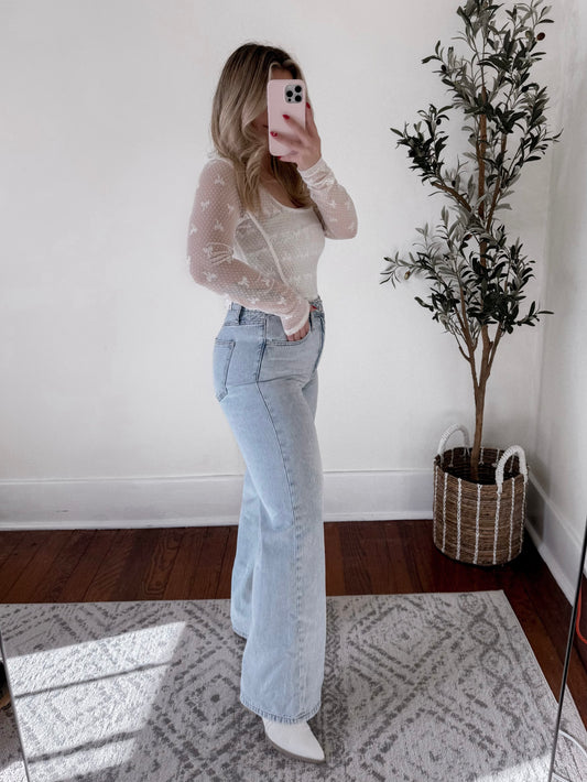 Rae High Waisted Wide Leg Straight Denim