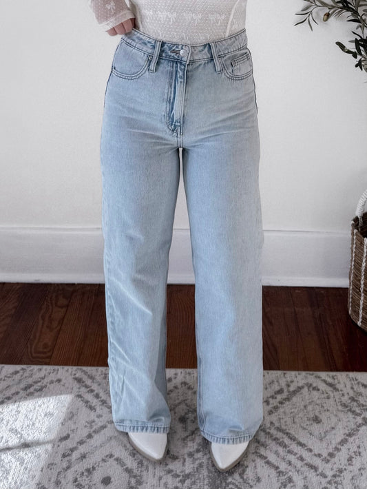 Rae High Waisted Wide Leg Straight Denim